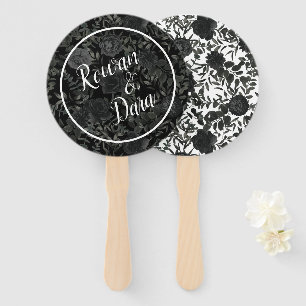 White and Black Rose Gothic Wedding Fans