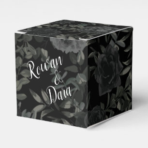 White and Black Rose Gothic Wedding Favour Box