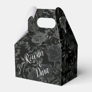 White and Black Rose Gothic Wedding Favour Box