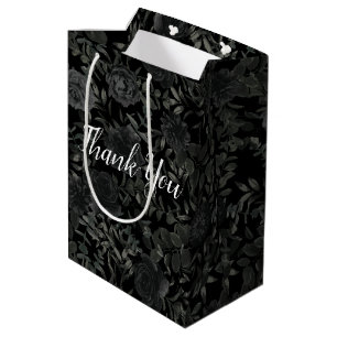 White and Black Rose Gothic Wedding Gift Bag