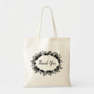 White and Black Rose Gothic Wedding Gift Tote