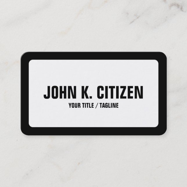 White and Black Rounded Edges Business Card (Front)