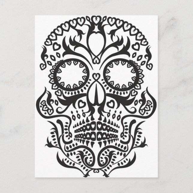 White and Black Skull / Day of the Dead Postcard (Front)