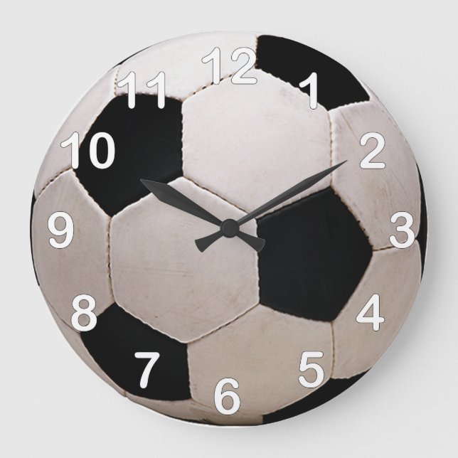White and Black Soccer Ball Large Clock (Front)