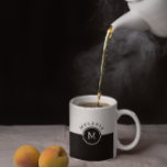 White and black split-screen monogram coffee mug<br><div class="desc">black and white split-screen geometric design with a customizable monogram. Simple modern and elegant design.</div>