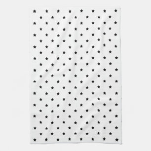 White and Black Star Pattern. Kitchen Towel