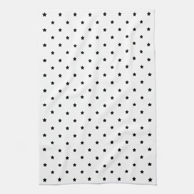 White and Black Star Pattern. Kitchen Towel (Vertical)