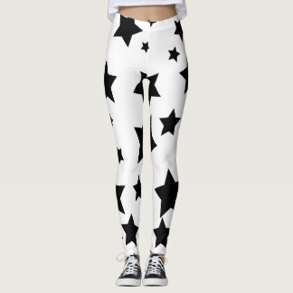white and black stars leggings