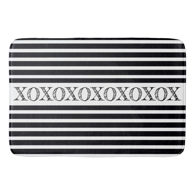White And Black Stripe Bath Mat (Front)