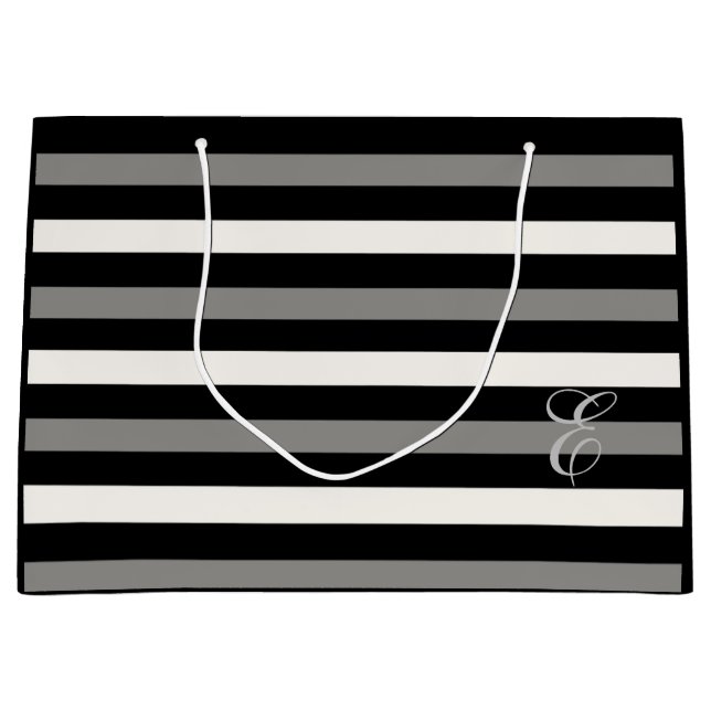 White and black stripe tote bag (Front)