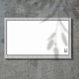 White and Black Striped Border   Monogram  Post-it Notes