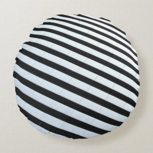 White and black striped illustration round pillow