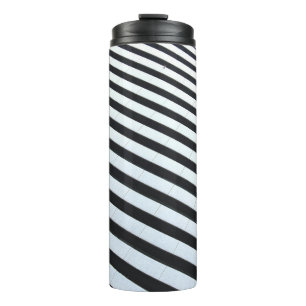 White and black striped illustration thermal tumbler