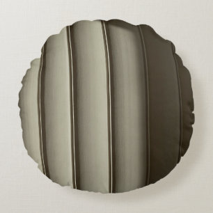 White and black striped textile round pillow