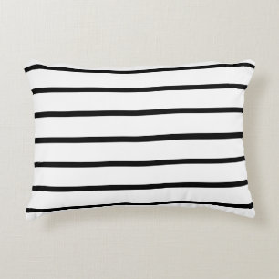 White and Black Stripes Design Accent Pillow
