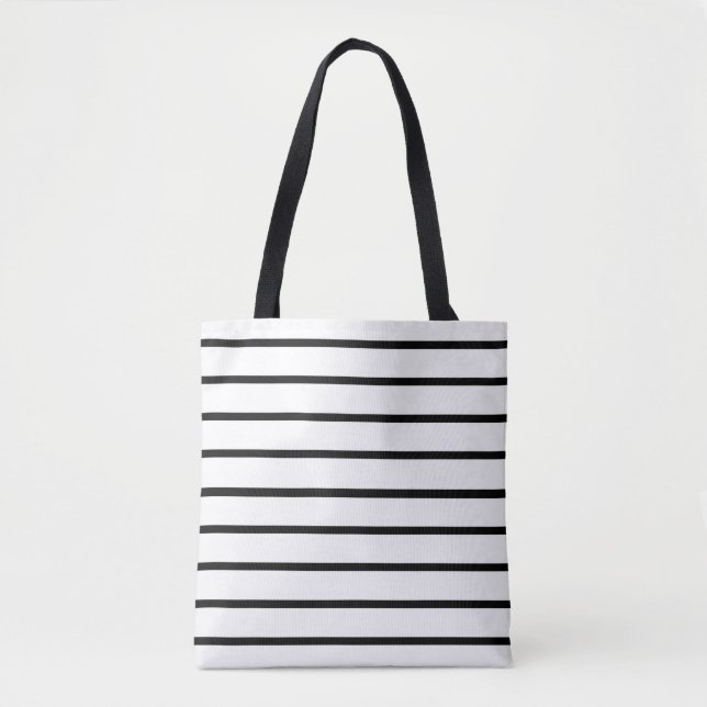 White and Black Stripes Design Tote Bag (Front)