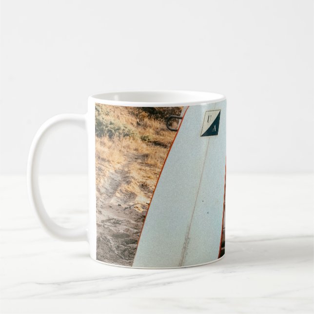 White and black surfboard coffee mug (Left)