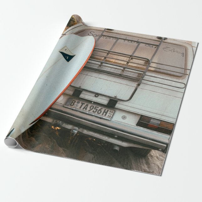 White and black surfboard wrapping paper (Unrolled)