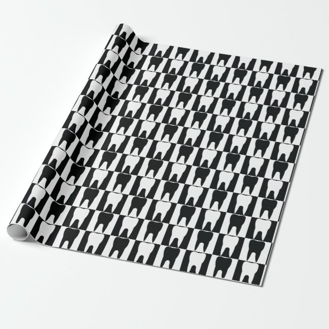 White and black teeth pattern wrapping paper (Unrolled)