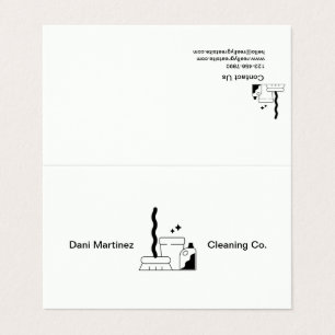 White and Black Text Simple Cleaning Services Business Card