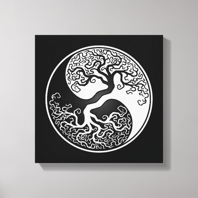 White and Black Tree of Life Yin Yang Canvas Print (Front)