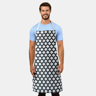 White and Black Trellis, Lattice, Quatrefoil Apron