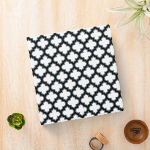White and Black Trellis, Lattice, Quatrefoil Binder