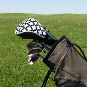 White and Black Trellis, Lattice, Quatrefoil Golf Head Cover