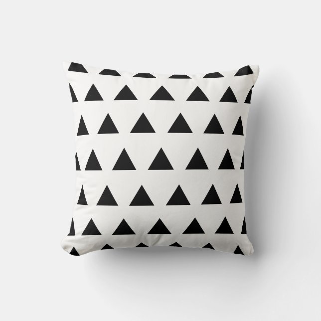 White and Black Triangles Throw Pillow (Front)