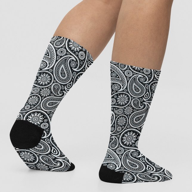 White and black vintage paisley pattern socks (Creator Uploaded)