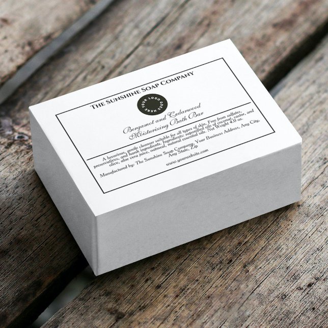 White and black waterproof soap product label (Creator Uploaded)