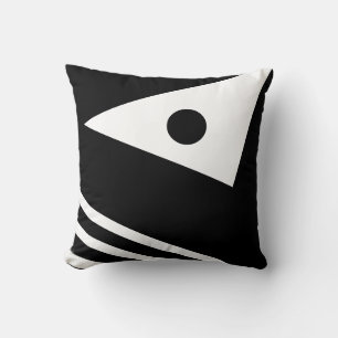 White and Black Wave Decor  throw pillow