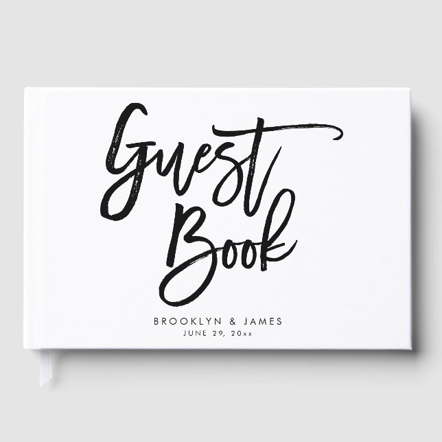 White And Black Wedding Guest Book (Front)