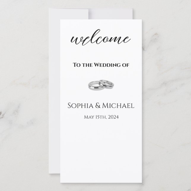 White and Black-Wedding Rings-Wedding Program- (Front)