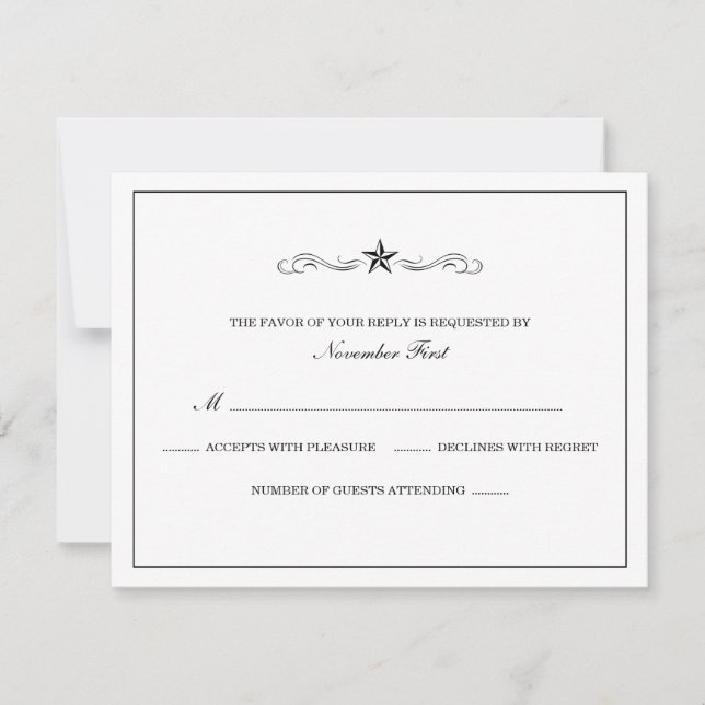 White and Black Western Wedding RSVP (Front)