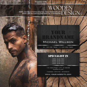 White and Black Wooden Boards Cool Wood Grain Look Business Card