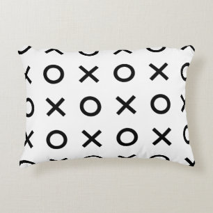 White and Black Xs and Os Accent Pillow