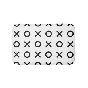 White and Black Xs and Os Bath Mat