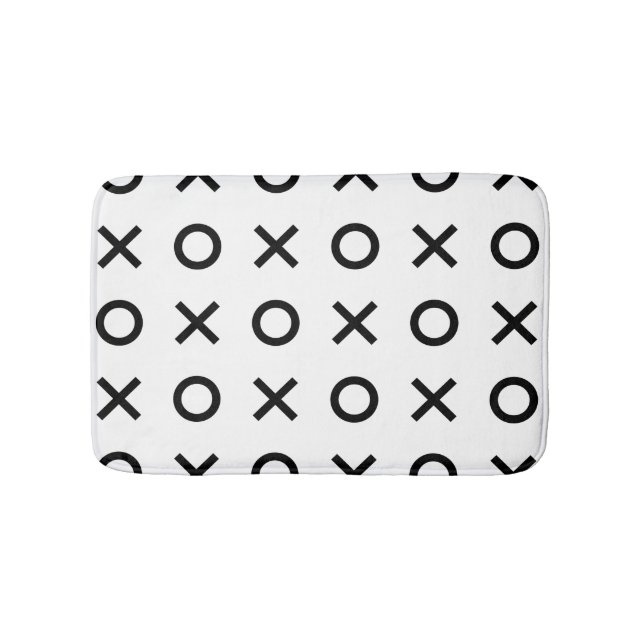 White and Black Xs and Os Bath Mat (Front)