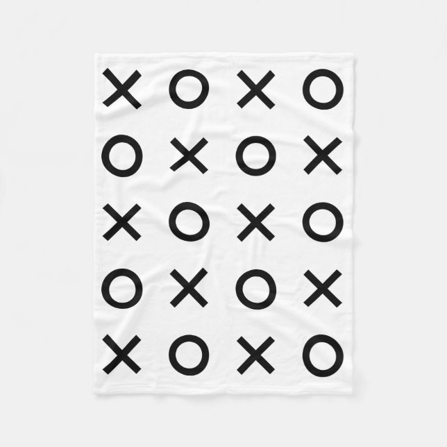 White and Black Xs and Os Fleece Blanket (Front)