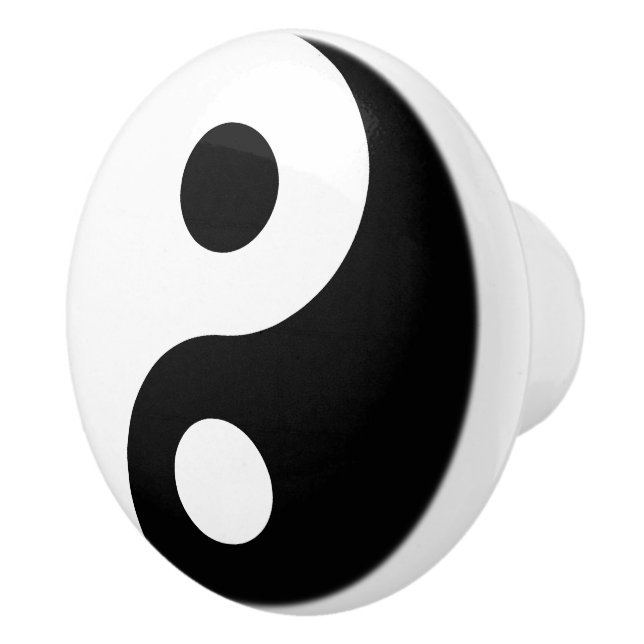 White and Black Yin and Yang Symbol Ceramic Knob (Right)