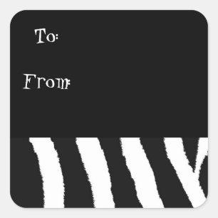 White and Black Zebra Pattern Square Sticker
