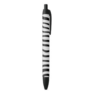 White and Black Zebra Stripes Black Ink Pen