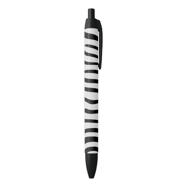 White and Black Zebra Stripes Black Ink Pen (Bottom (Vertical))