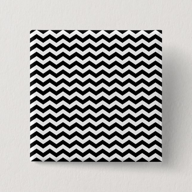 White and Black Zig Zag 2 Inch Square Button (Front)