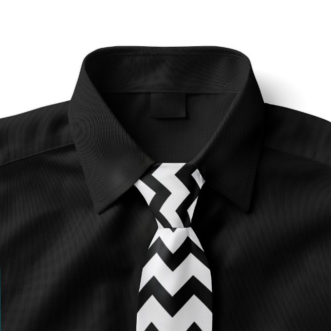 White and Black Zig Zag Striped Tie (Creator Uploaded)