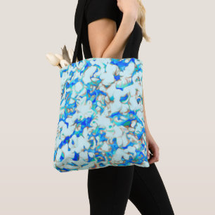 White and Blue Abstract Tote Bag