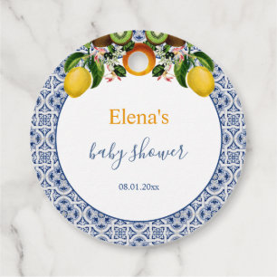White and Blue Amalfi Lemons Italy Baby Shower Favour Tags