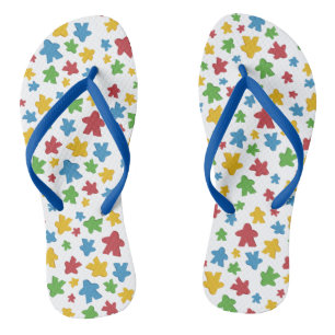 White and Blue Board Game Meeple Flip Flops
