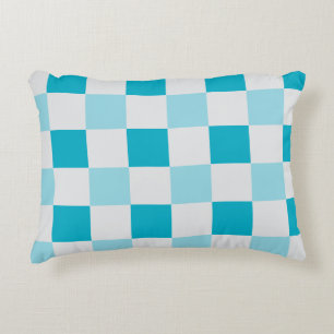 White And Blue Chequerboard Pattern Accent Pillow